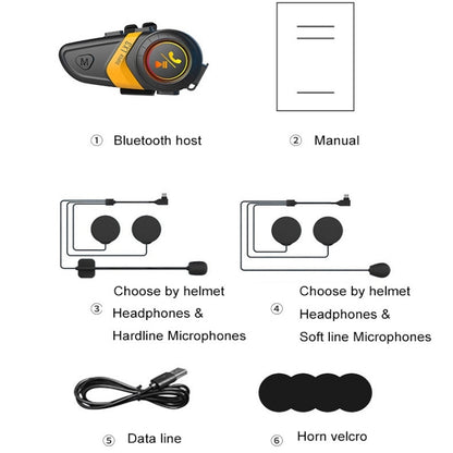 Motorcycle Helmet Call Music Navigation Bluetooth Headset, Color: Yellow(Hard Pipe Microphone) - Motorcycle Walkie Talkie by PMC Jewellery | Online Shopping South Africa | PMC Jewellery | Buy Now Pay Later Mobicred