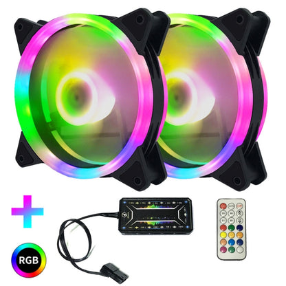 Computer CPU RGB luminous Radiator 2 Fans+Remote Control - Fan Cooling by PMC Jewellery | Online Shopping South Africa | PMC Jewellery | Buy Now Pay Later Mobicred