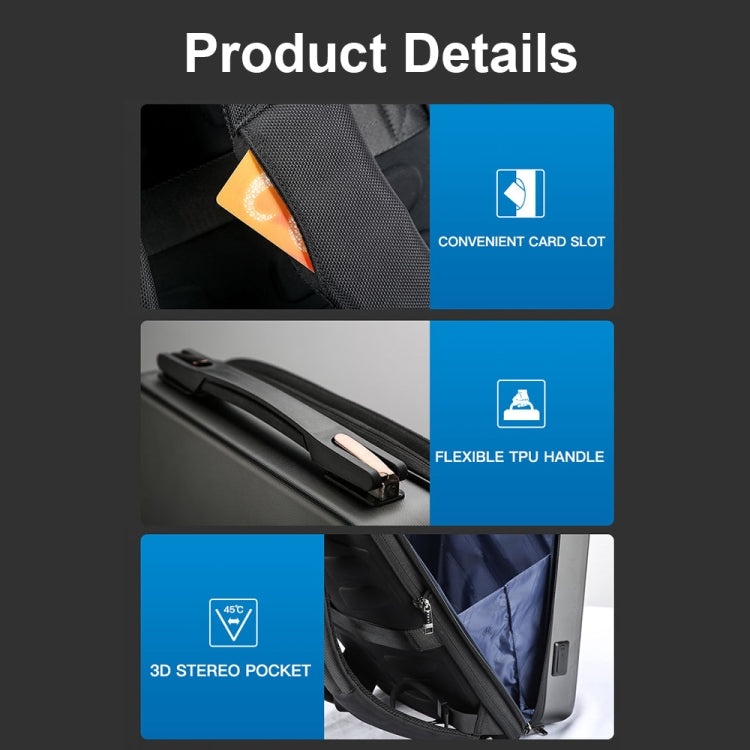Bopai 61-93318A Hard Shell Waterproof Expandable Backpack with USB Charging Hole, Spec: Password (Black) - free shipping - PMC TechLife - Order now!