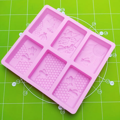 6 Grid  Square Honeycomb Ice Cube Cake Mould Square Handmade Soap Mould(Pink) - Food Molds by PMC Jewellery | Online Shopping South Africa | PMC Jewellery