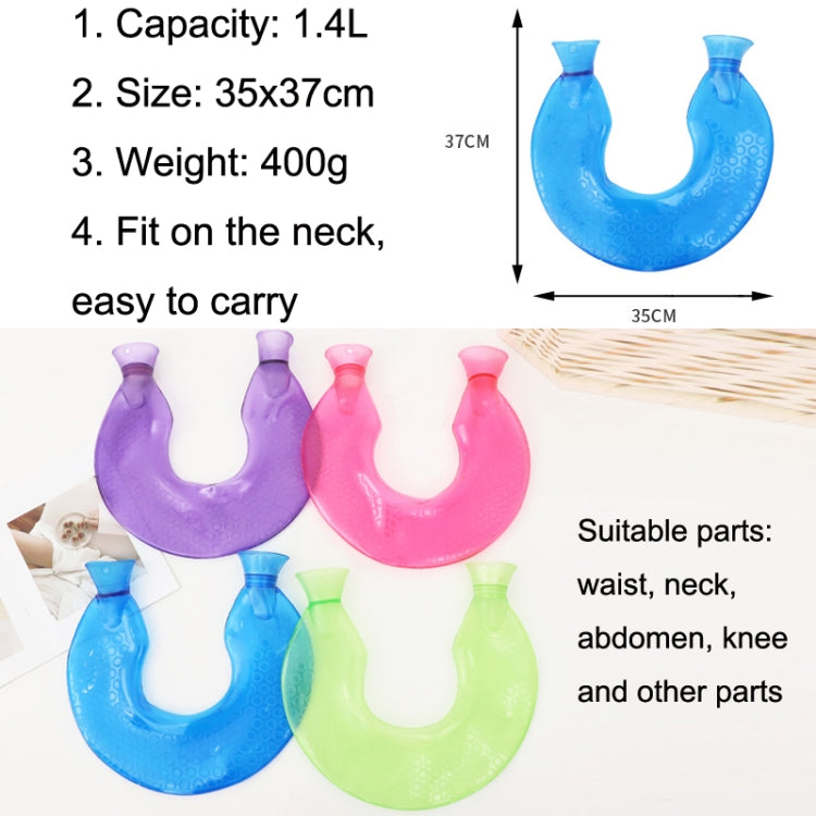 U-shaped PVC Hot Compress Shoulder And Neck Explosion-proof Water Injection Hot Water Bag(Blue + Green Snowflake Knitted) - Hot Water Bags by PMC Jewellery | Online Shopping South Africa | PMC Jewellery | Buy Now Pay Later Mobicred