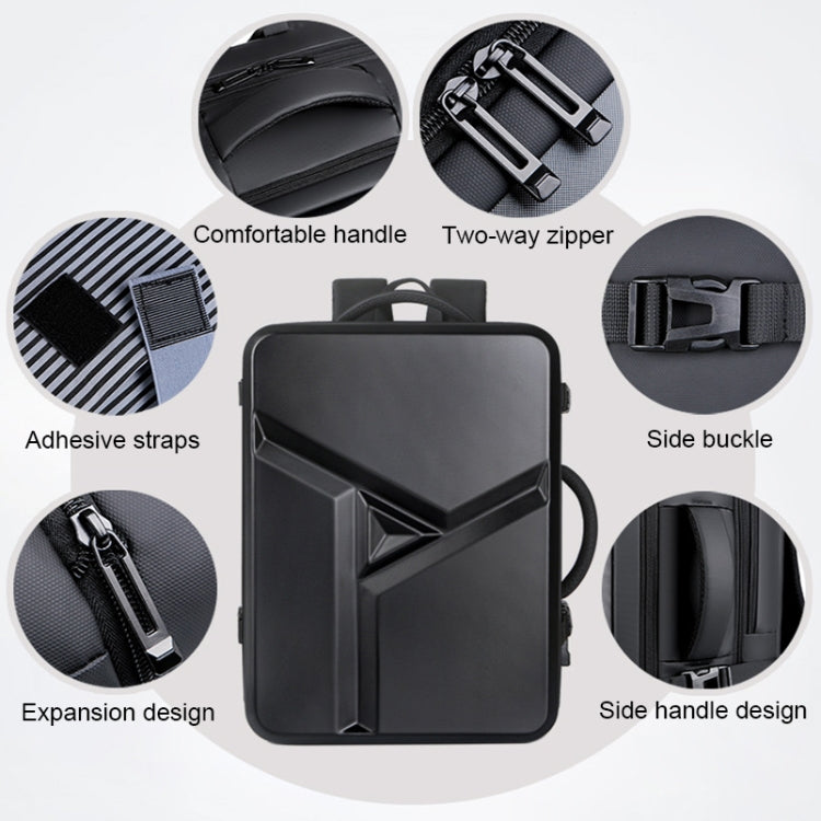 Large-capacity Waterproof Expandable Hard Shell Backpack with USB Charging Hole(161 Dark Gray) - Backpack by PMC TechLife | Online Shopping South Africa | PMC TechLife