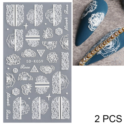 2 PCS 5D Stereoscopic Hollow Lace Nail Stickers Nail Art 3D Flower Embossed Stickers(5D-K57) - Nail Stickers by PMC Jewellery | Online Shopping South Africa | PMC Jewellery | Buy Now Pay Later Mobicred