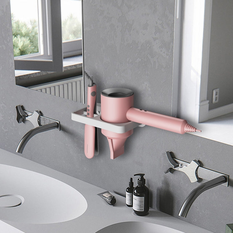 2-in-1 Hair Dryer Wall Mount Bracket Bathroom Shelf(White) - Shelves by PMC TechLife | Online Shopping South Africa | PMC TechLife