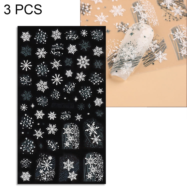 3 PCS 5D Embossed Nail Stickers Christmas Snowflake Elk Nail Stickers(5D-K121) - Nail Stickers by PMC Jewellery | Online Shopping South Africa | PMC Jewellery | Buy Now Pay Later Mobicred