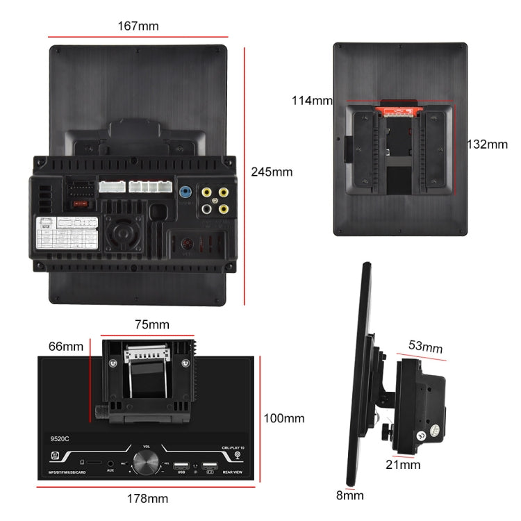 9520C Double Spindle 9.5 inch Vertical Screen Car MP5 Player, Style: Standard+8 Light Camera - Car MP3 & MP4 & MP5 by PMC TechLife | Online Shopping South Africa | PMC TechLife | Buy Now Pay Later Mobicred