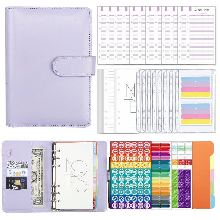 A6 Macaron PU Leather Loose-leaf Notebook Cash Budget Handbook(Purple) - Notebooks by PMC Jewellery | Online Shopping South Africa | PMC Jewellery