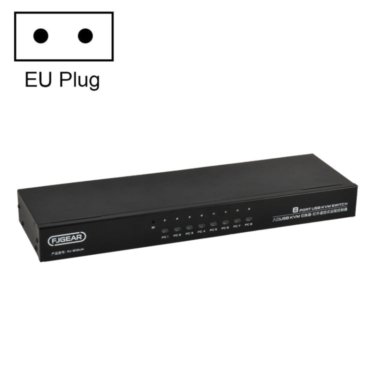 FJGEAR FJ-810UK 8 In 1 Out Computer Host VGA To KVM Switcher With Desktop Switch, EU Plug(Black) - Converter by FJGEAR | Online Shopping South Africa | PMC Jewellery