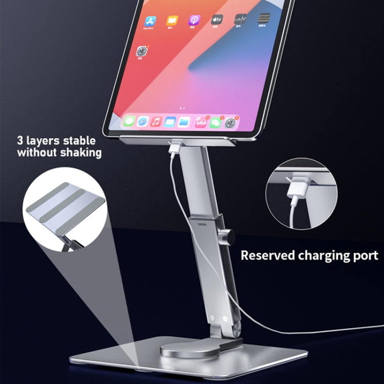 JUNDNE H06 Desktop Folding Phone Stand Portable Telescopic Rotary Tablet Stand(Deep Grey) - Laptop Stand by JUNDNE | Online Shopping South Africa | PMC Jewellery | Buy Now Pay Later Mobicred