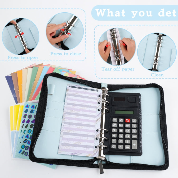 A6 Handheld Zipper Bag Type Large Capacity Cash Budget Book Handbook(Black Gray) - free shipping - PMc TechLife - Order now!