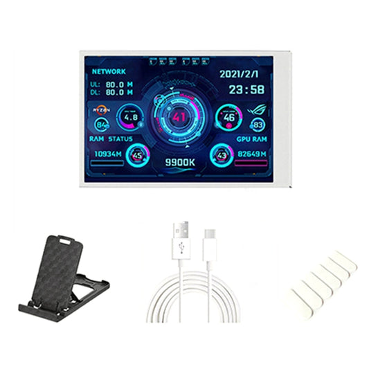 3.5 Inch IPS View All Computer Monitor USB Chassis Vice Screen Set 1 (White) - Gadget by PMC Jewellery | Online Shopping South Africa | PMC Jewellery