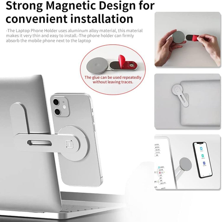 Laptop Phone Expansion Bracket Aluminum Magnetic Phone Stand(Black) - Laptop Stand by PMC Jewellery | Online Shopping South Africa | PMC Jewellery | Buy Now Pay Later Mobicred