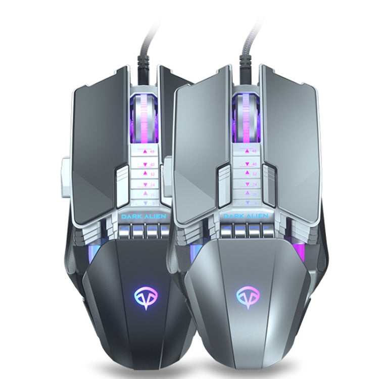 Dark Alien V710 7 Keys Metal Office Wired Glowing Mouse, Cable Length: 1.78m(Black) - free shipping - PMC Jewellery - Order now!