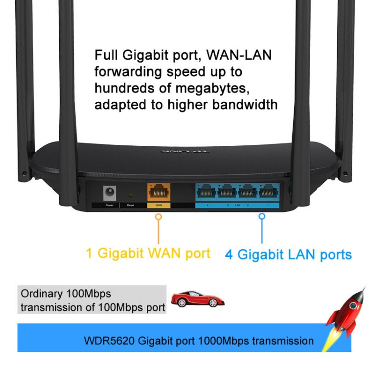 TP-LINK  TL-WDR5620  AC1200 5G/2.4G Dual-Band Gigabit Wireless Router,CN Plug With 1m Network Cable - Wireless Routers by TP-LINK | Online Shopping South Africa | PMC Jewellery | Buy Now Pay Later Mobicred