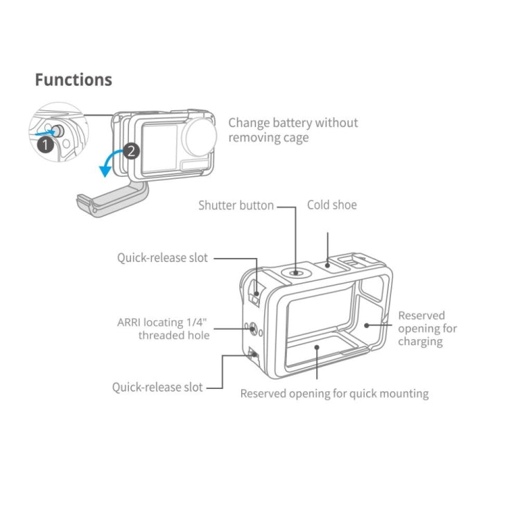 PGYTECH For DJI Osmo Action 3 Aluminum Alloy Camera Housing Shell Expansion Protective Frame - Protection Frame by PGYTECH | Online Shopping South Africa | PMC Jewellery | Buy Now Pay Later Mobicred