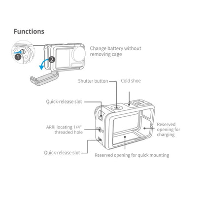 PGYTECH For DJI Osmo Action 3 Aluminum Alloy Camera Housing Shell Expansion Protective Frame - Protection Frame by PGYTECH | Online Shopping South Africa | PMC Jewellery | Buy Now Pay Later Mobicred