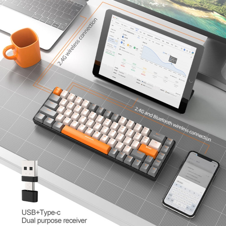 ZIYOU LANG K68 68 Keys Bluetooth Wireless Dual Model Mechanical Keyboard, Style: Green Shaft Version (Gray) - free shipping - PMC Jewellery - Order now!