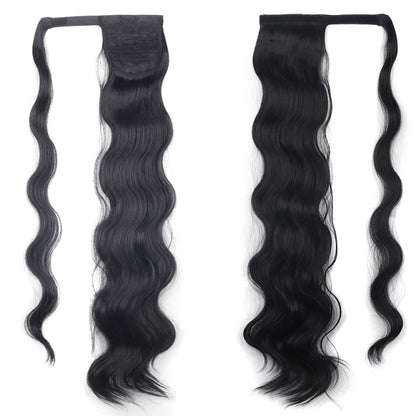 MST08 Adhesive Tie-On Wigs Ponytail Fluffy Long Curly Wigs High-Ponytail(1B) - Wigs by PMC Jewellery | Online Shopping South Africa | PMC Jewellery