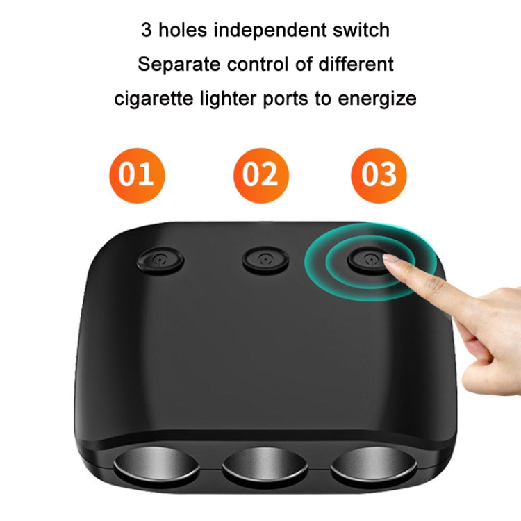 3 in 1 120W Car Cigarette Lighter Independent Switch Dual USB Charger(ZNB03S) - Cigar Socket by PMC Jewellery | Online Shopping South Africa | PMC Jewellery | Buy Now Pay Later Mobicred