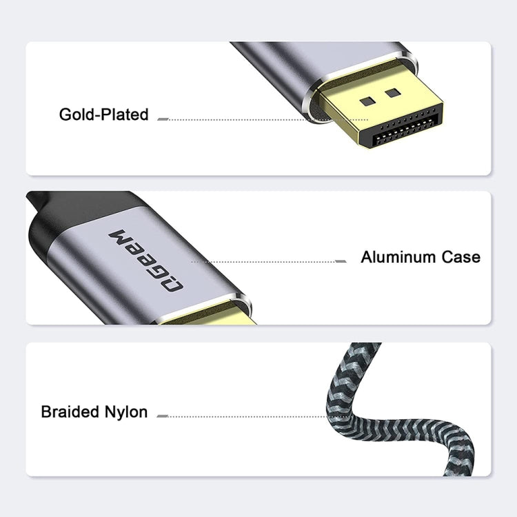 QGeeM QG-UA13 Type-C To DP 4K 60Hz Nylon Braided Adapter Cable, Length: 3m - Cable & Adapters by QGeeM | Online Shopping South Africa | PMC Jewellery | Buy Now Pay Later Mobicred