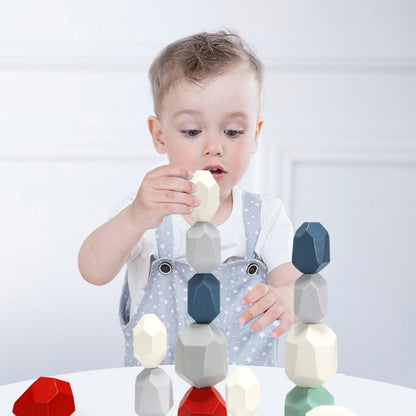 16 Grains Pine Original Color Children Early Teachings Stack Stone Building Blocks Wood Stack Stone Toys - Building Blocks by PMC Jewellery | Online Shopping South Africa | PMC Jewellery | Buy Now Pay Later Mobicred