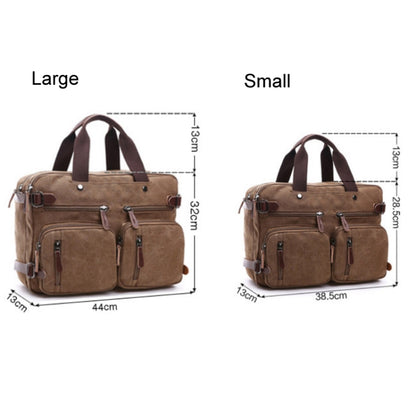 Casual Canvas Three-Purpose Business Briefcase Computer Bag, Color: Khaki Small - Handbags by PMC Jewellery | Online Shopping South Africa | PMC Jewellery