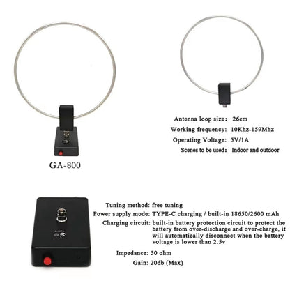 GA800 10KHz-159MHZ HF Radio Short Wave Antenna With Source Ring Shaped Antenna - Radio Player by PMC Jewellery | Online Shopping South Africa | PMC Jewellery | Buy Now Pay Later Mobicred