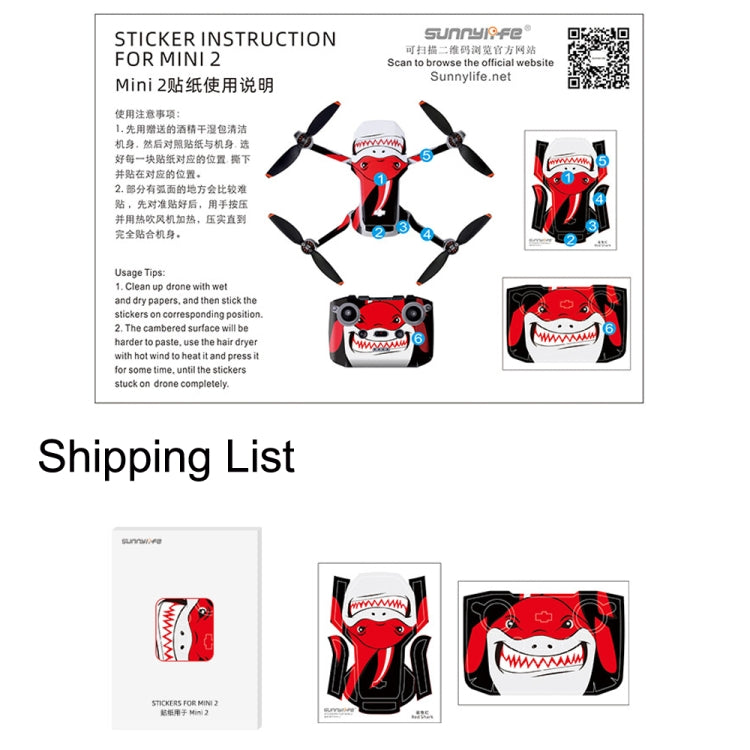 Sunnylife MM2-TZ452 For DJI Mini 2 Waterproof PVC Drone Body + Arm + Remote Control Decorative Protective Stickers Set(Drawing Black) - Stickers by Sunnylife | Online Shopping South Africa | PMC Jewellery | Buy Now Pay Later Mobicred