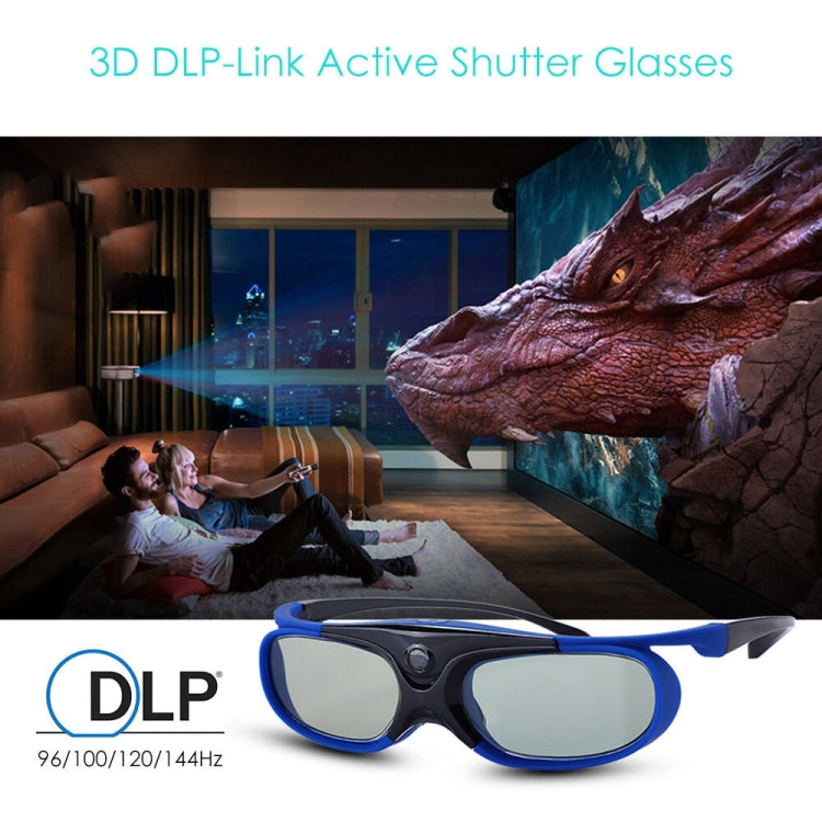 JX30-T Active Shutter 3D Glasses Support 96HZ-144HZ for DLP-LINK Projection X5/Z6/H2(Black) - VR Headset by PMC Jewellery | Online Shopping South Africa | PMC Jewellery | Buy Now Pay Later Mobicred