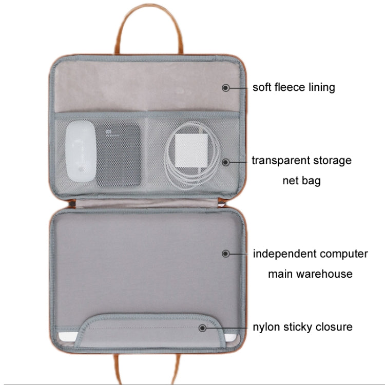 Baona Leather Fully Open Portable Waterproof Computer Bag, Size: 15/15.6/16 inches(Gray Black) - 15 inch by Baona | Online Shopping South Africa | PMC Jewellery | Buy Now Pay Later Mobicred