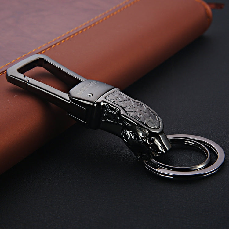 HONEST Metal Car Keychain Leopard Head Key Chain Pendant(Basic Black Nickel) - Key Rings by HONEST | Online Shopping South Africa | PMC TechLife | Buy Now Pay Later Mobicred