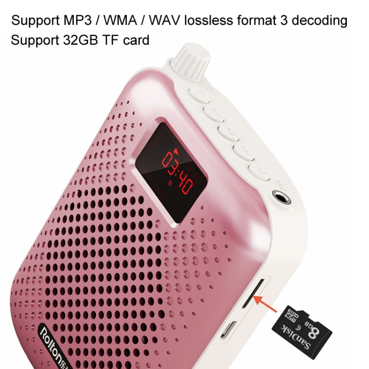 Rolton K500 Bluetooth Audio Speaker Megaphone Voice Amplifier Support FM TF Recording(Rose Gold) - Microphone by Rolton | Online Shopping South Africa | PMC Jewellery | Buy Now Pay Later Mobicred