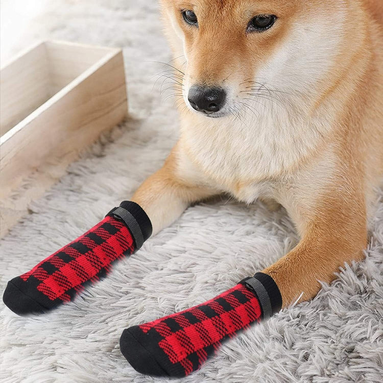 4pcs Dog Knitted Breathable Footwear Outdoor Non-slip Pet Socks, Size: M(Red) - Socks by PMC Jewellery | Online Shopping South Africa | PMC Jewellery