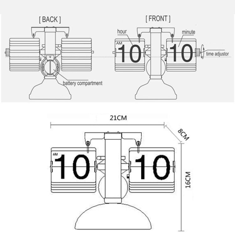 HY-F001 Auto-turning Balance-shaped Clock Home Decorative Flop Clock, Spec: Double (White) - free shipping - PMc TechLife - Order now!