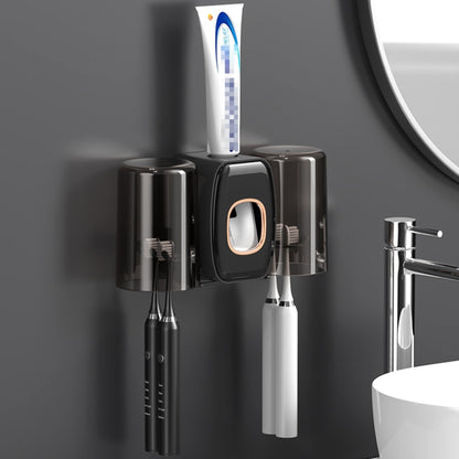 Couple Wall Mounted Toothbrush Holder Automatic Squeeze Toothpaste Device,Spec: Ordinary Black - Toothpaste Squeezing Device by PMC Jewellery | Online Shopping South Africa | PMC Jewellery