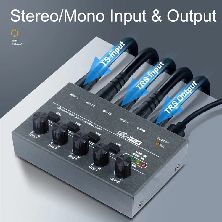 4 Way mixer With Single Channel Stereo Switching Mini Signal Hybrid Small Audio - Live Sound Effects Processors by PMC Jewellery | Online Shopping South Africa | PMC Jewellery | Buy Now Pay Later Mobicred