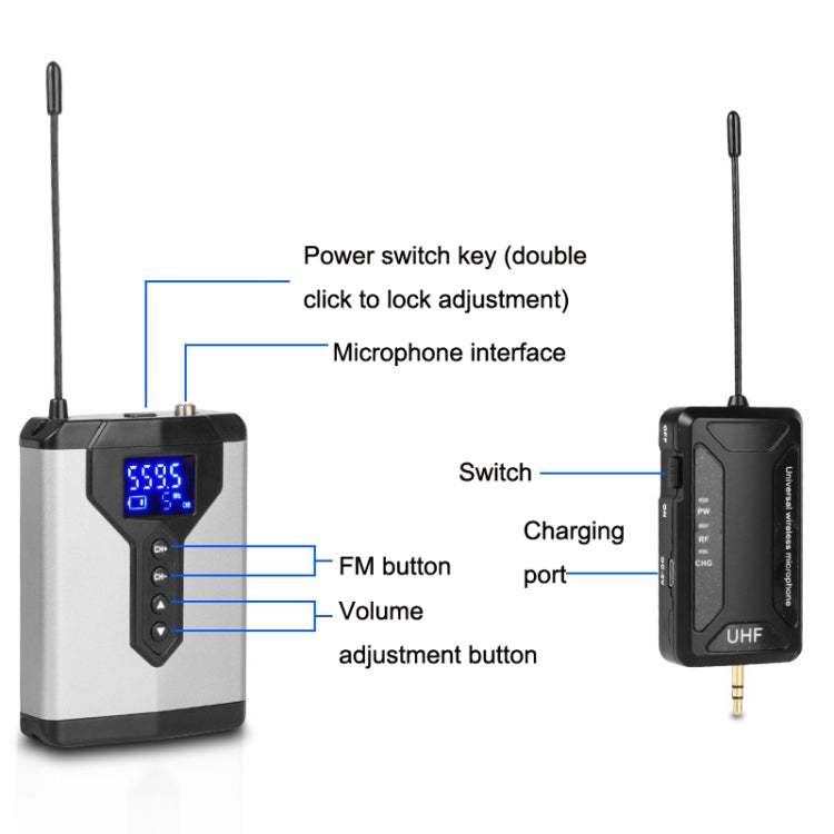 Q6 1 Drag 1 Wireless Lavalier Head Wear USB Computer Recording Microphone Live Phone SLR Lavalier Microphone - Microphone by PMC Jewellery | Online Shopping South Africa | PMC Jewellery | Buy Now Pay Later Mobicred