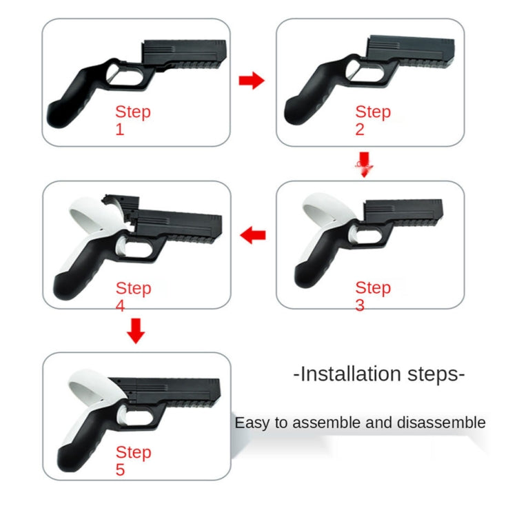 For Meta  Quest 2 VR Controller 1pair Sturdy Shooting Handle Holder(Black) - VR Accessories by PMC TechLife | Online Shopping South Africa | PMC TechLife | Buy Now Pay Later Mobicred