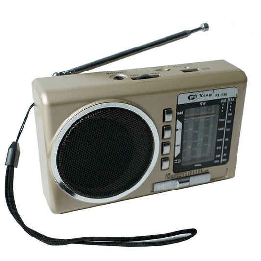 BAIJIALI PX-53U Champagne Gold Multi-band Retro Pointer Radio USB Plug In Card Radios - Radio Player by BAIJIALI | Online Shopping South Africa | PMC Jewellery | Buy Now Pay Later Mobicred