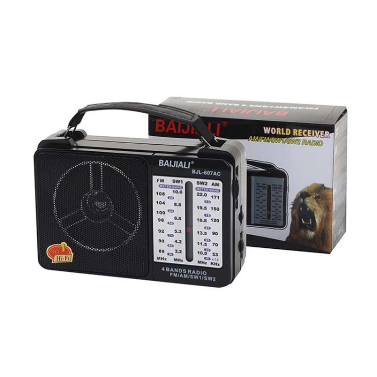 BAIJIALI BJL-607AC Full Band Multi-functional Retro Radios Big Voice Radio(Black) - Radio Player by BAIJIALI | Online Shopping South Africa | PMC Jewellery | Buy Now Pay Later Mobicred