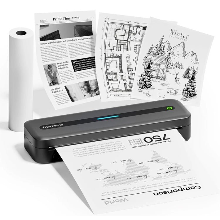 Phomemo M832 300dpi Wireless Thermal Portable Printer, Size: Letter Version(Gray) - free shipping - PMC TechLife - Order now!