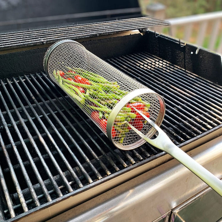 Outdoor Stainless Steel Barbecue Cage BBQ Round Mesh Tube 20cm With Hook - Cookwares & Tablewares by PMC Jewellery | Online Shopping South Africa | PMC Jewellery