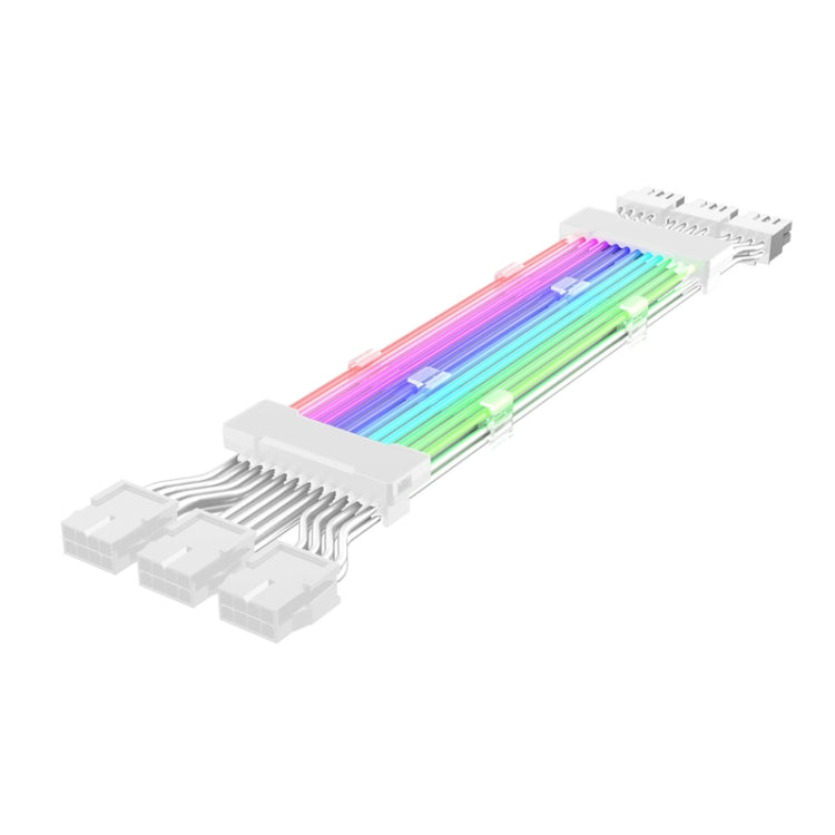 3x8pin Graphics Card Power Supply Wire White 5V ARGB Neon Color Line - PCIE Cable by PMC Jewellery | Online Shopping South Africa | PMC Jewellery | Buy Now Pay Later Mobicred