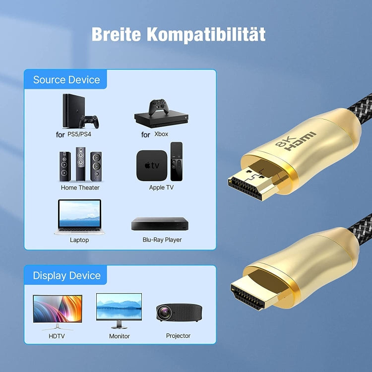 CO-HD801 1m HDMI 2.1 Version 8K 60Hz For PS4 Cable Projector Notebook Set-Top Box Cable(Gold) - Cable by PMC TechLife | Online Shopping South Africa | PMC TechLife
