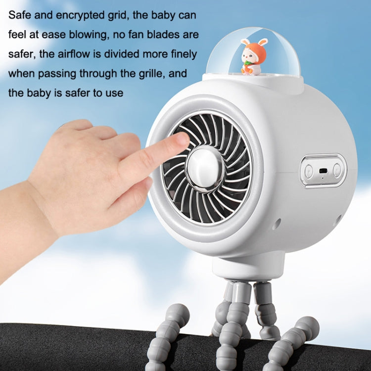 Baby Stroller Fan Home Mute Outdoor Cooling Portable Rabbit Octopus Fan With Shake Head (White) - Electric Fans by PMC Jewellery | Online Shopping South Africa | PMC Jewellery | Buy Now Pay Later Mobicred