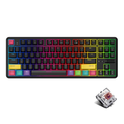 Ajazz K870T 87-Key Hot Swap Bluetooth/Wired Dual Mode RGB Backlight Office Game Mechanical Keyboard Tea Shaft (Black) - Wireless Keyboard by Ajazz | Online Shopping South Africa | PMC Jewellery | Buy Now Pay Later Mobicred