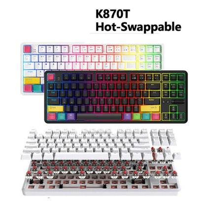 Ajazz K870T 87-Key Hot Swap Bluetooth/Wired Dual Mode RGB Backlight Office Game Mechanical Keyboard Tea Shaft (Black) - Wireless Keyboard by Ajazz | Online Shopping South Africa | PMC Jewellery | Buy Now Pay Later Mobicred