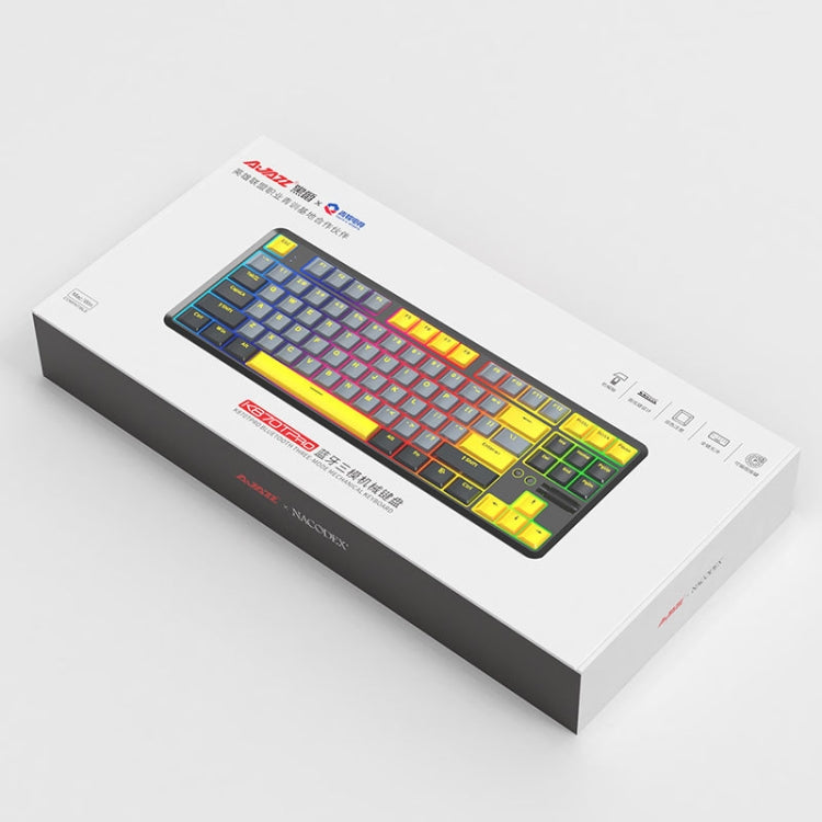 Ajazz K870T Pro 87 Keys Three Mode Wireless/Bluetooth/Wired Pluggable RGB Mechanical Keyboard Tea Shaft (Black) - Wireless Keyboard by Ajazz | Online Shopping South Africa | PMC Jewellery | Buy Now Pay Later Mobicred