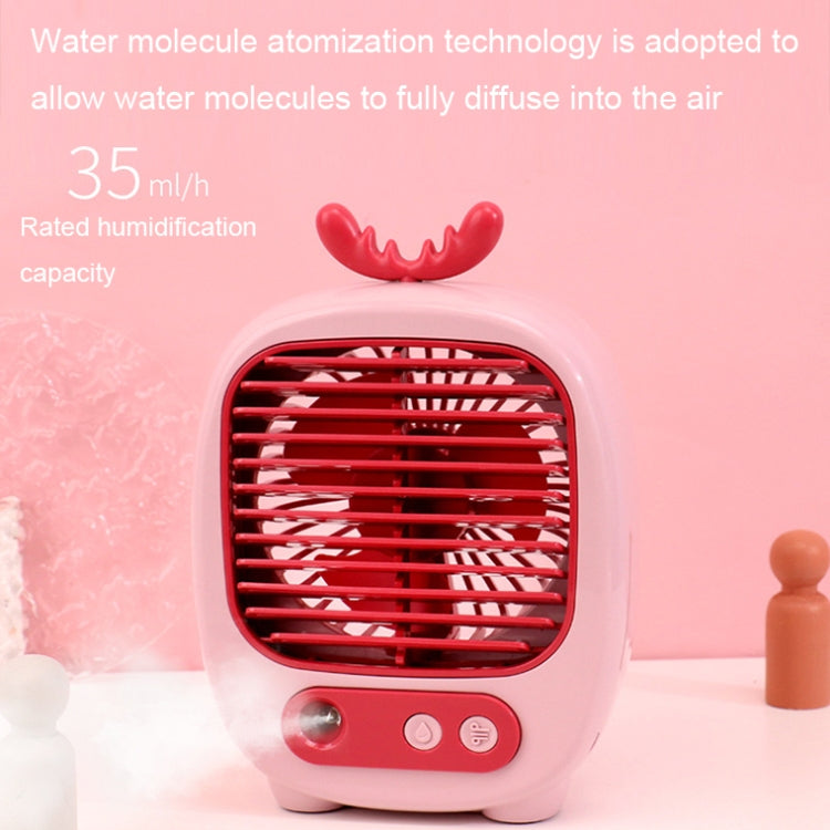 1315 Spray Humidification Hydrating Cartoon Fan USB Charging Desktop Fan(Deer Blue) - Electric Fans by PMC Jewellery | Online Shopping South Africa | PMC Jewellery | Buy Now Pay Later Mobicred