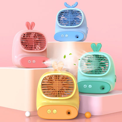 CS1319 Desktop Small Hydrating Spray Cartoon Fan Rechargeable Silent Humidifying Fan(Deer Pink) - Electric Fans by PMC Jewellery | Online Shopping South Africa | PMC Jewellery | Buy Now Pay Later Mobicred